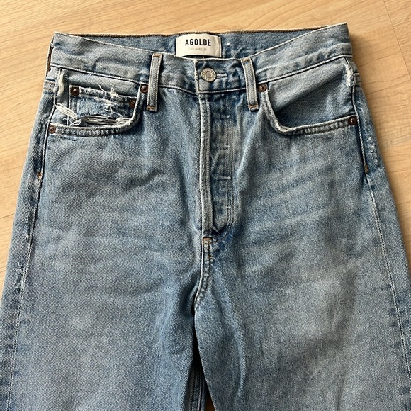Agolde 90’s Jeans Light Wash Button Fly 100% Organic Cotton High Waist Sz 23 - Picture 5 of 16